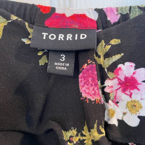 TORRID Black/Pink Floral Spaghetti Strap High-Low Sundress - Size 3 - Picture 6 of 9